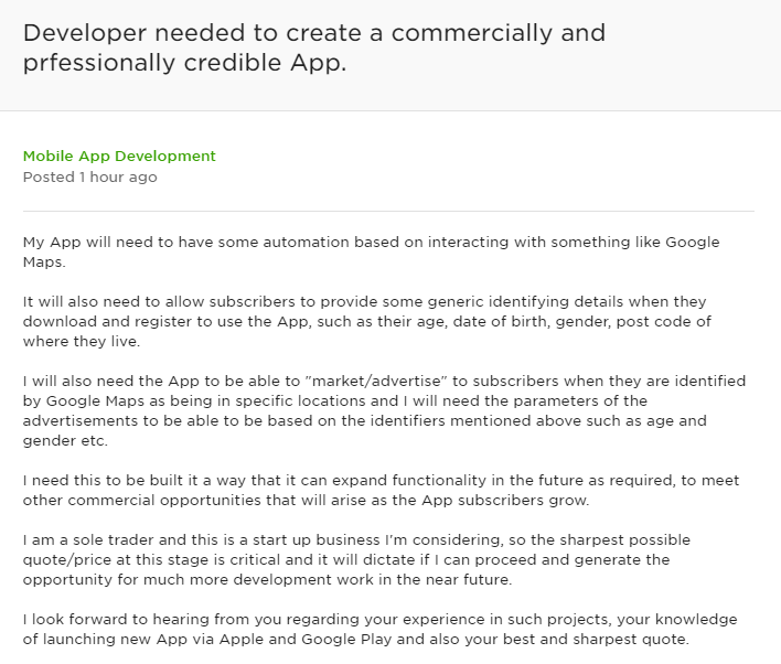 пример работы на Upwork